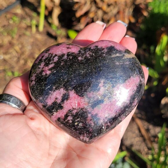 Rhodonite Gemstone Heart - Picture 2 of 3
